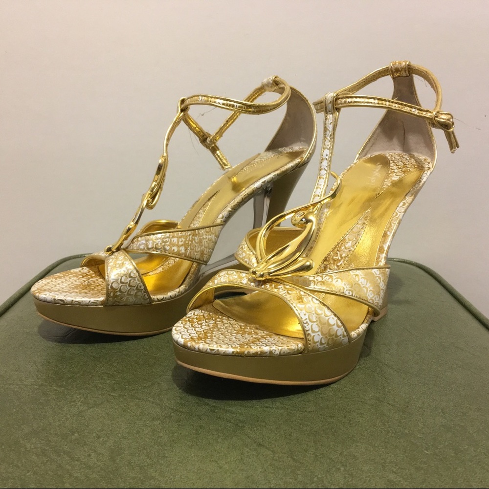 Y2K Metallic Baby Phat Snakeskin Wedges